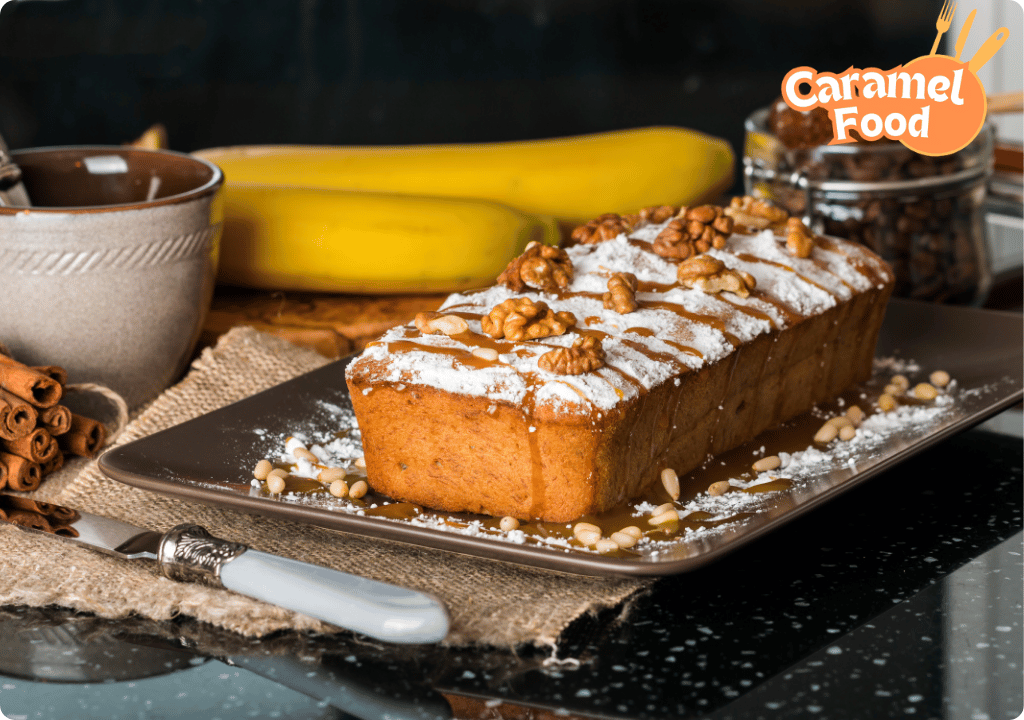 Banana Walnut Caramel Cake